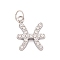 316 Stainless Steel Micro Pave Cubic Zirconia Pendants, with Jump Rings, Stainless Steel Color, 12 Constellation Charm, Stainless Steel Color, Pisces, 9.5x9.5x2.5mm, Hole: 2.5mm