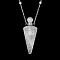 Natural Quartz Crystal Faceted Cone Perfume Bottle Pendant Necklace, Rock Crystal Aromatherapy Essential Oil Bottle Necklaces with Stainless Steel and Brass Chain Findings, Stainless Steel Color, 25.04 inch(63.6cm)