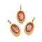 304 Stainless Steel Micro Pave Cubic Zirconia Charms, Gold, Oval, 10x5x2mm, Hole: 1.8mm
