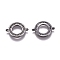 Brass Micro Pave Cubic Zirconia Links connectors, Ring, Clear, Gunmetal, 20x15x2.2mm, Hole: 1.2mm