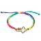 Cross with Screw Carabiner Lock Brass Micro Pave Cubic Zirconia Link Bracelet, Braided Cord Bracelet for Teen Girl Women, Colorful, Inner Diameter: 2-1/8~3-3/8 inch(5.3~8.5cm)