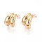 Brass Stud Earrings, Real 18K Gold Plated, Nickel Free, Teardrop, 14.5x11.5mm