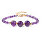 Round Natural Amethyst Beaded Bracelets, with Lobster Claw Clasp