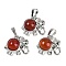 Natural Carnelian(Dyed & Heated) Pendants, Rack Plating Brass Rhinestone Elephant Charms, Platinum, Cadmium Free & Lead Free, , 17.5x20.5x8mm, Hole: 5x8mm