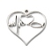 Non-Tarnish 304 Stainless Steel Pendants, Hollow, Heart with Heartbeat, Stainless Steel Color, 22x23x1.6mm, Hole: 1.8mm
