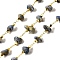 Handmade Natural Lapis Lazuli Chip Beaded Chains, Soldered, with Rack Plating Brass Findings, Long-Lasting Plated, Lead Free & Cadmium Free, with Spool, Real 18K Gold Plated, 3~8x2~4x3~4mm