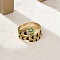 Brass Micro Pave Clear Cubic Zirconia Finger Rings, Snake, with Enamel, Real 18K Gold Plated, Black, 14mm, Inner Diameter: 18mm