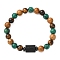 12 Constellations Natural Tiger Eye & Picture Jasper & Agate & Black Onyx Round Beaded Stretch Bracelets for Men Women, Column, Virgo, 7-1/2 inch(19cm)