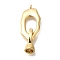 Brass Fold Over Clasps, Real 18K Gold Plated, 29mm, Oval: 21.5x11.5x1.5mm, Clasp: 13x6.5x5.5mm