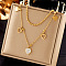 304 Stainless Steel Cubic Zirconia Pendant Necklaces, with Shell, Golden, Heart, 15.75 inch(40cm)