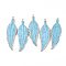 Electroplate Synthetic Turquoise Big Pendants, with Lead Free & Nickel Free Iron Findings, Leaf, Golden, 69~74x21~22x5~6mm, Hole: 2mm