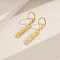 Brass Hollow Leverback Earrings, Real 18K Gold Plated, Rectangle, 22.8x6.4x10.2mm