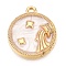 Alloy Enamel Pendants, Golden, Flat Round Charm, Aquarius, 18x15.5x2mm, Hole: 1.4mm