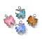 Brass Micro Pave Cubic Zirconia Charms, Bowknot, with Glass & Loop, Long-Lasting, Lead Free & Cadmium Free, Faceted, Mixed Colors, Platinum, 14x13x5mm, Hole: 3mm