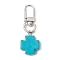 Synthetic Turquoise Cross Pendant Decorations, with Alloy Swivel Clasps, Platinum, 50mm, 2pcs/set