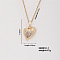 Elegant Brass Micro Pave Clear Cubic Zirconia Heart Pendant Necklace for Women, Golden, 15.75 inch(400mm)