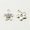 Tibetan Style Alloy Pendants, Cadmium Free & Nickel Free & Lead Free, Flower, Antique Silver, about 22.5mm long, 19mm wide, 3mm thick, hole: 2.5mm