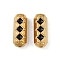 304 Stainless Steel Enamel Beads, Column with Rhombus, Ion Plating(IP), Real 18K Gold Plated, Black, 19x7.5x7mm, Hole: 2.5mm