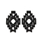 Poplar Dye Wood Pendants, Rhombus, Black, 49.5x27.5x2.5mm, Hole: 1.5mm
