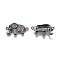 Brass Micro Pave Cubic Zirconia Links connectors, Elephant, Clear & Orange, Gunmetal, 13x24.5x4.5mm, Hole: 1.5mm