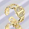 Brass Micro Pave Clear Cubic Zirconia Open Cuff Rings for Women, Letter, Rack Plating, Long-Lasting Plated, Cadmium Free & Lead Free, Real 18K Gold Plated, Letter T, 11.5mm