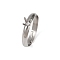 304 Stainless Steel Cuff Ring Components, Prong Ring Settings, Stainless Steel Color, Tray: 3.5x3.5mm, 3mm, US Size 7 1/4(17.5mm)