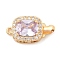 Brass Micro Pave Cubic Zirconia Box Clasps, with Glass, Rectangle, Real 18K Gold Plated, Lilac, 18x9x8mm, Hole: 1.2mm
