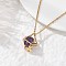 Brass Macrame Pouch Natural Amethyst Inside & 304 Stainless Steel Pendant Necklaces for Women, Golden, Angel & Fairy, 15.75 inch(40cm), angel: 10.5x9x1mm