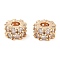 Brass Micro Pave Clear Cubic Zirconia Beads, Round, Real 18K Gold Plated, 9x5mm, Hole: 3.5mm