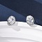 Brass Micro Pave Clear Cubic Zirconia Stud Earrings, Rack Plating, Long-Lasting Plated, Cadmium Free & Lead Free, Platinum, Oval, 10x7.5mm