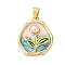 Brass Micro Pave Cubic Zirconia Pendants, Flowers, with Enamel and ABS Plastic Imitation Pearl, Cadmium Free & Lead Free, Rack Plating, Long-Lasting Plated, Real 18K Gold Plated, 21x18x5mm, Hole: 3.5mm