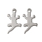 201 Stainless Steel Charms, Gecko Charms, Stainless Steel Color, 14.5x8x0.5mm, Hole: 1.2mm