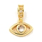 Brass Micro Pave Clear Cubic Zirconia Pendants, Real 18K Gold Plated, Eye, 18.5x13x3.5mm, Hole: 2mm