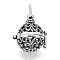 Rack Plating Brass Cage Pendants, For Chime Ball Pendant Necklaces Making, Hollow Round, Antique Silver, 31x24x20mm, Hole: 6x6mm, inner measure: 17mm