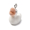 Flocky Resin Pendants, Duck, with Platinum Iron Loop, Snow, 22x14x17mm, Hole: 2mm