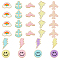 Towel Embroidery Style Cloth Iron on/Sew on Patches, Appliques, Badges, Flat Round with Smile & Rainbow & Lightning Bolt & Anchor & Plant & Palm Tree & Flamingo, Mixed Color, 40~77x35~62x3mm, 28pcs/set