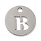 Non-Tarnish 304 Stainless Steel Pendants, Stainless Steel Color, Flat Round with Letter, Letter B, 19x1.2mm, Hole: 2.5mm