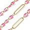 304 Stainless Steel Enamel Figaro Chains, Soldered, with Spool, Ion Plating(IP), Real 18K Gold Plated, Camellia, 20x5x1mm