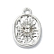 Alloy Clear Rhinestone Pendants, Oval, Platinum, 18x12x3mm, Hole: 2mm