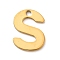 304 Stainless Steel Charms, Letter Charms, Ion Plating(IP), Real 18K Gold Plated, Letter S, 11x8.8x0.8mm, Hole: 1.2mm