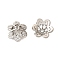 6-Petal Flower Brass Micro Pave Clear Cubic Zirconia Bead Caps, Long-Lasting Plated, Cadmium Free & Lead Free, Rack Plating, Platinum, 13.5x12.5x8mm, Hole: 1.6mm
