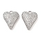 Brass Micro Pave Clear Cubic Zirconia Pendants, Heart, Real Platinum Plated, 15.5x12x4mm, Hole: 1.6mm