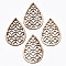 Unfinished Hollow Wood Big Pendants, Undyed, Laser Cut Wood Shapes, Teardrop, Antique White, 57x39~40x2.5mm, Hole: 2mm