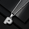 Brass Micro Pave Clear Cubic Zirconia Chunky Initial Pendant Necklaces, Platinum, Letter P, 19.69 inch(50cm)