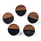 Плоские круглые серьги-гвоздики из смолы и орехового дерева с 304 штифтом из нержавеющей стали для женщин EJEW-TADZ001-02A-1