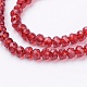 Dark Red Faceted Glass Rondelle Beads Strands X-GLAA-F003-B05-3
