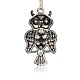 Antique Silver Alloy Rhinestone Owl Pendants for Halloween Jewelry ALRI-J059-01AS-2