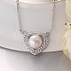 Platinum Plated Brass Heart Shell Pearl Pendant Necklaces NJEW-BB08534-5