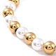 Vakuumbeschichtung 201 Armband mit runden Perlen aus Edelstahl und Kunststoff für Damen STAS-D179-01G-2