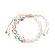Handgefertigtes Armband aus geflochtenen Perlen aus Fimo und natürlichen Perlen für Frauen BJEW-JB07653-4